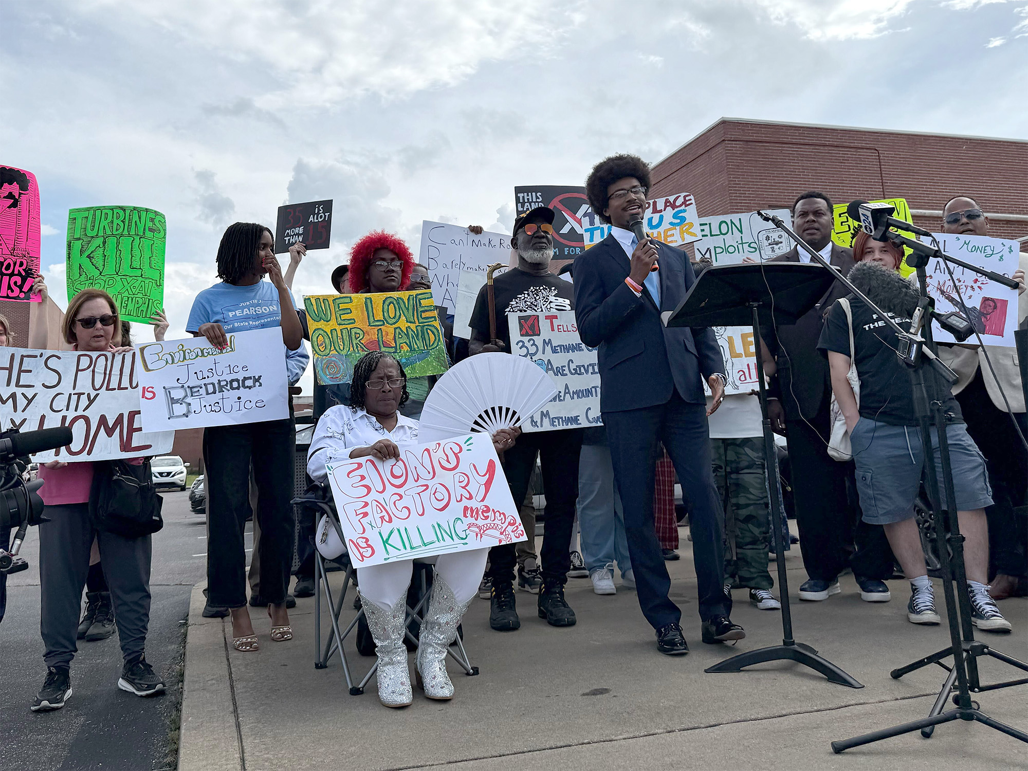 Democratic State Rep. Justin Pearson leads a rally protesting Elon Musk’s xAI in South Memphis. Democratic State Rep. Justin Pearson leads a rally protesting Elon Musk’s xAI in South Memphis.
