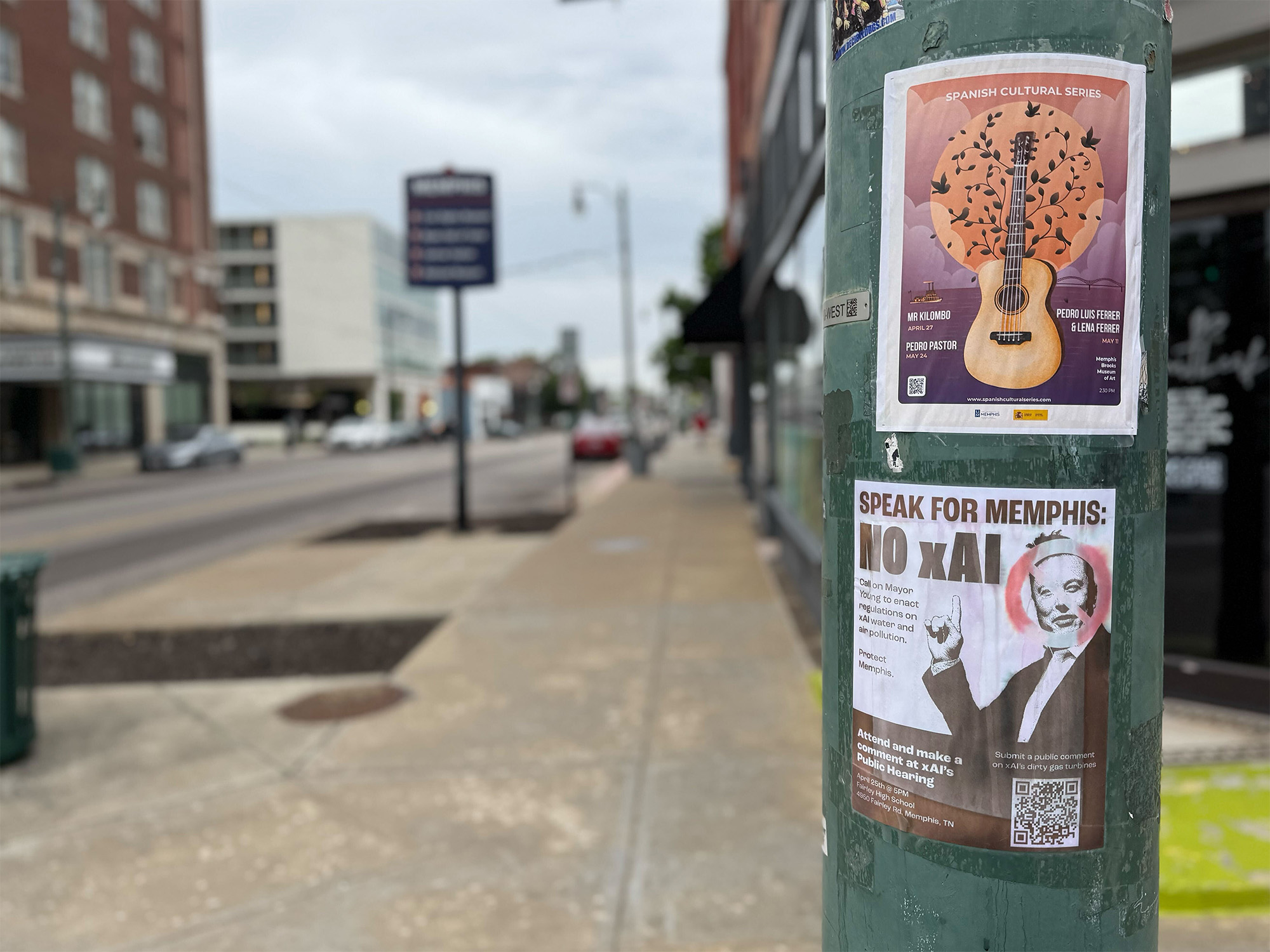 A sign protesting xAI’s gas turbine posted in downtown Memphis. A sign protesting xAI’s gas turbine posted in downtown Memphis.