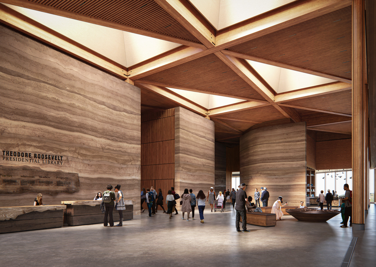A rendering of the inside of the Theodore Roosevelt Presidential Library is pictured.